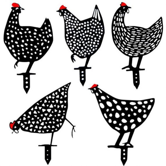 Lot de 5 poules réalistes - Décoration de jardin - Décoration en forme de poulet - Silhouette de cour Pour pelouse, chemin, trottoir, jardin Irisfr 9466991541952 RIS-f03677
