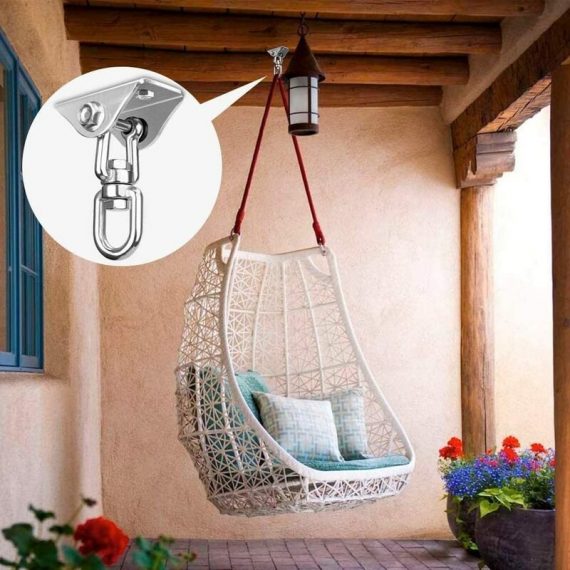 Crochet de plafond en acier inoxydable, capacité de 250 kg, crochet à bascule pivotant à 360° pour béton, hamac, chaise de porche, balançoire, yoga, 9343999781507 TM3001935-S