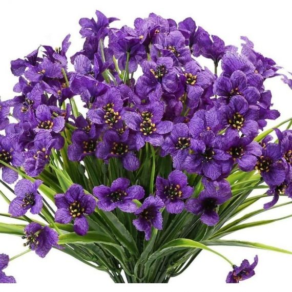 Almi - Lot de 6 Fleurs Violettes artificielles résistantes aux UV pour intérieur et extérieur Ne se décolorent Pas (Purple) 5999673152381 AL66-39480_2