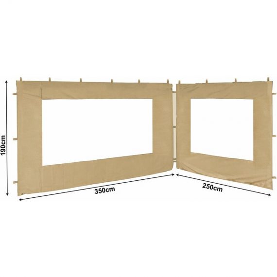 2 panneaux latéraux avec fenêtre en PE 250 / 350x190cm Beige pour Gazebo 3x4m 4061869481108 48110