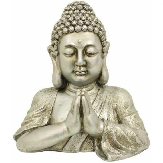 Paris Prix - Statue Déco Bouddha 'buste' 40cm Argent  59124