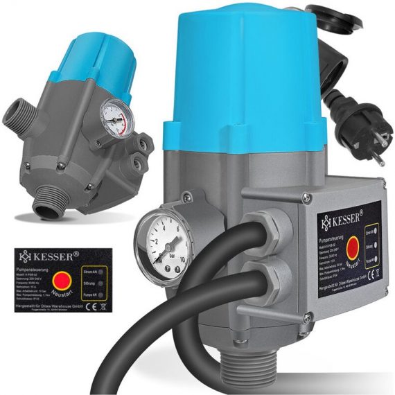 ® Commande de pompe avec indicateur de bar et câble | Pressostat de 10 bar | Pressostat électrique | Contrôle la pression de l’eau - Mise en marche  NEW-14799