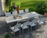 Table de jardin extensible aluminium 270cm + 8 fauteuils empilables textilène gris - lio 8 - Gris 3664380003050 GR-LIO-8F014GG