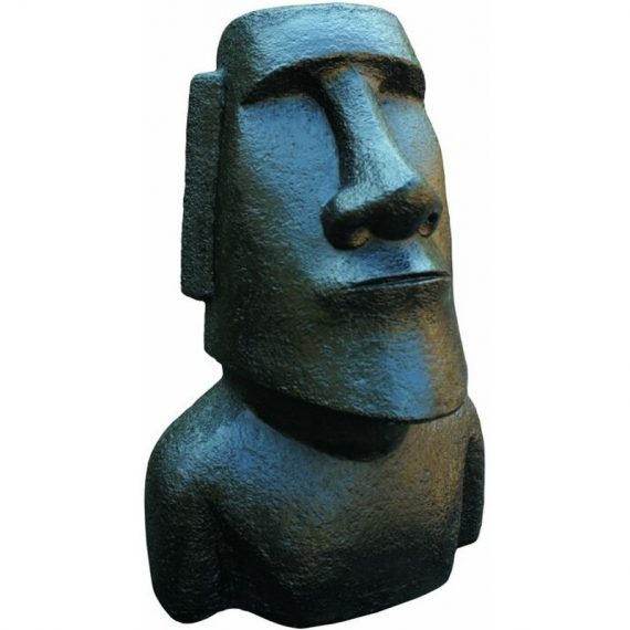 Statue de tête de Pâques Moaï pour les extérieurs, en pierre reconstituée. 40X35X60cm. Noir 8435653107967 046N