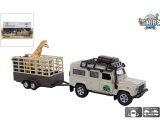 Landrover Defender avec remorque pour animaux, Jeep de voiture de véhicule Safari Ranger - Kids Globe 8713219284438 521723