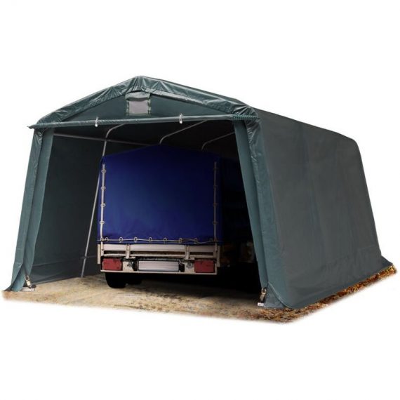 Tendapro - Abri/Tente garage premium 3,3 x 4,8 m pour voiture et bateau - toile pvc env. 500g/m² imperméable vert fonce - vert 4260546581128 8008