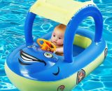 Lifcausal - Flotteur de piscine gonflable pour bébé avec auvent, bateau de natation en forme de voiture avec pare-soleil, siège de sécurité pour 4502190763612 TY5273