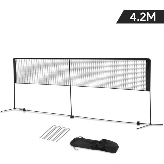 Filet de badminton universel et mobile avec sac de transport - 4,2 m - Hauteur réglable - 83 à 158 cm, Noir 648722880786 1003342