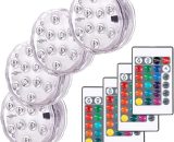 Lumières Paysage Coloré Décoratives Éclairage LED Étanche Lot de 4 lampes multicolores RGB submersibles avec télécommandes, idéal pour Aquarium 2052418189547 VN-1272