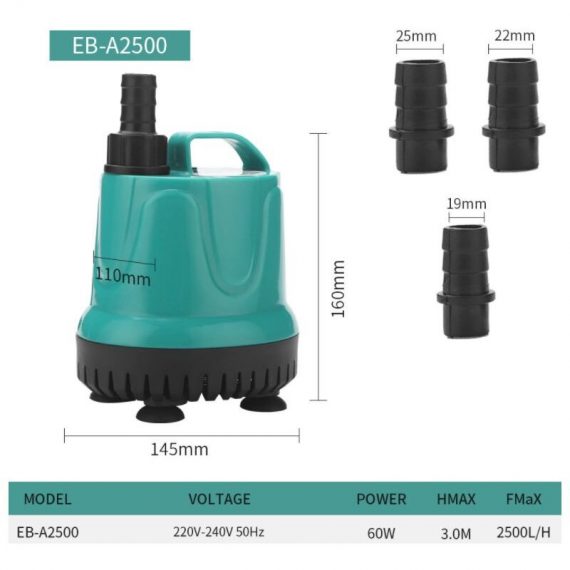 Groupm - Pompe submersible, pompe silencieuse à filtre inférieur, pompe de changement d'eau propre (EB-A2500 60w, style européen) 9003968732489 2GroupM01003