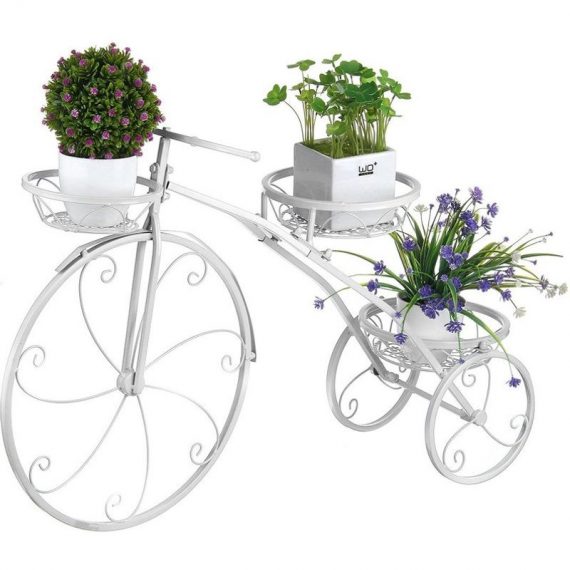 étagère à Fleurs en métal Forme de bicyclette Jardinière étagère de pot de fleur Grille Blanc 6162151442901 HSKKP6870403