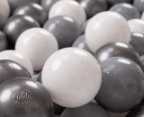 100 ∅ 7Cm Balles Colorées Plastique Pour Piscine Enfant Bébé Fabriqué En EU, Blanc/Gris/Argenté - blanc/gris/argenté - Kiddymoon 5902687415250 5902687415250