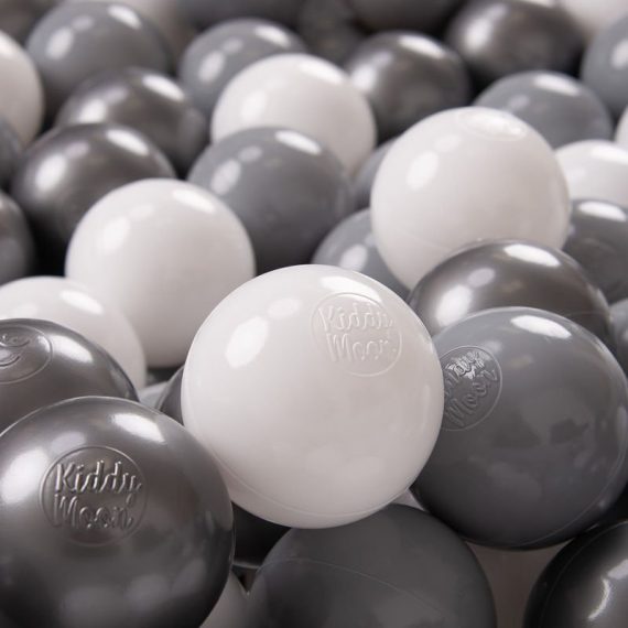 100 ∅ 7Cm Balles Colorées Plastique Pour Piscine Enfant Bébé Fabriqué En EU, Blanc/Gris/Argenté - blanc/gris/argenté - Kiddymoon 5902687415250 5902687415250