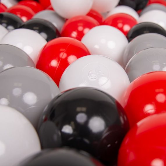 100 ∅ 7Cm Balles Colorées Plastique Pour Piscine Enfant Bébé Fabriqué En EU, Gris/Blanc/Rouge/Noir - gris/blanc/rouge/noir - Kiddymoon 5902687412808 5902687412808