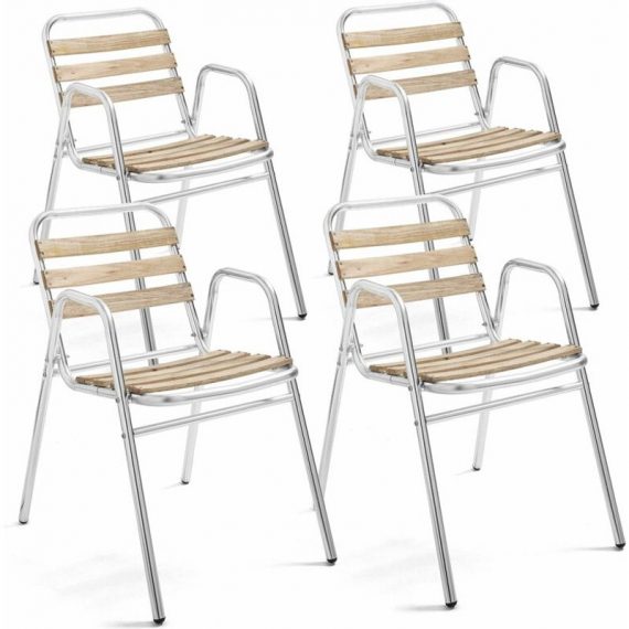 Lot de 4 fauteuils de jardin aluminium gris - Gris 3663095022097 104344