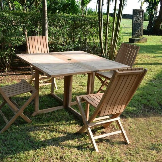 Table pliante carrée en teck Ecograde Goa 120 x 120 cm - Naturel 3700671100449 KG-202