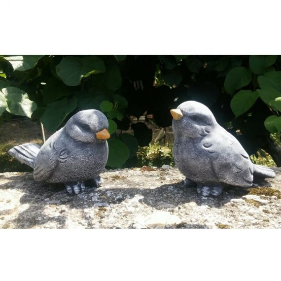 Statue de paire d'oiseaux en pierre reconstituée 14cm. 8435653108032 FR061-060