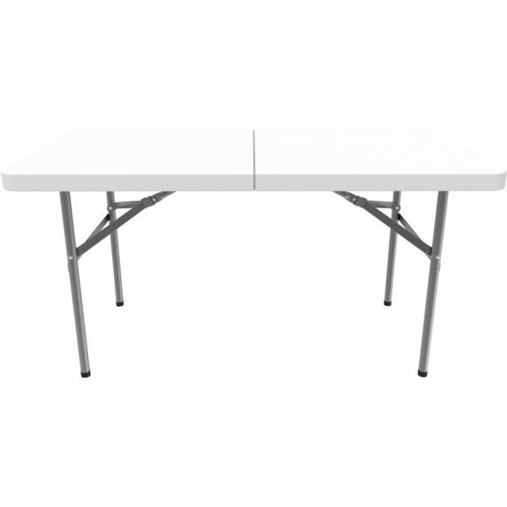 Table Pliante Transportable, Table en Plastique Robuste, 124 x 61 cm, Blanc, Pliable en deux, Matériau: hdpe - Blanc 3700778709910 HP500425