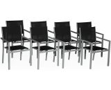Lot de 8 chaises en aluminium gris - textilène noir - Noir 3701227209739 1250NG-8