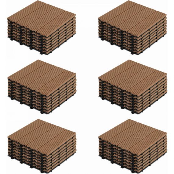 Oviala - Lot de 48 dalles clipsables polywood marron - Marron 3663095049988 107498