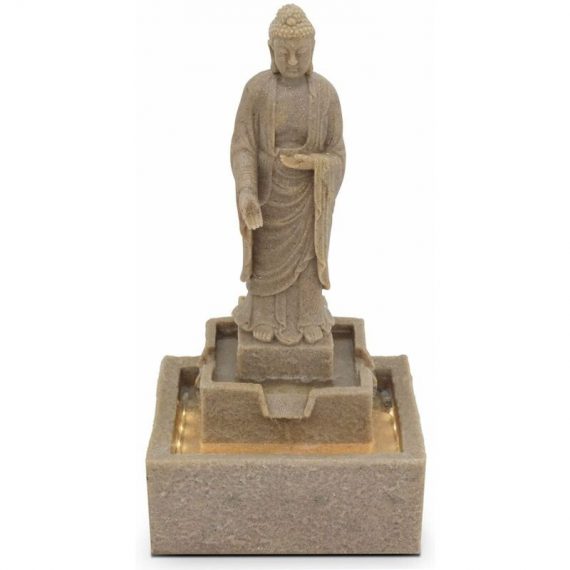 Fontaine Bouddha debout en pierre reconstituée avec led - Gris 3663095027900 104945