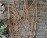 Filet de pêche décoratif, style plage et bord de mer, décoration murale avec coquillages, décoration de porte de style méditerranéen, autocollants de 8000306000195 VERsXX-005920