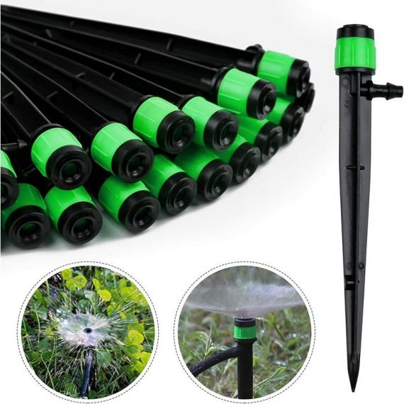 100 pièces Goutteur d'irrigation, 360 degrés Adjustable micro Sprinkler pour 1/4 (4-6mm) tube d'irrigation, pour l'irrigation de pelouse de serre de 9466991771700 SUEP-05334
