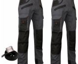 LMA - Lot de 2 Pantalons de travail avec renforts ARGILE gris + Ceinture KAPRIOL - Taille pantalon: 38  1261-38x2/25037