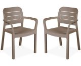 2 fauteuils de jardin en résine plastique injectée, Cappuccino - Tisara - Cappuccino 3760350653734 PLKTARMX2CP