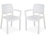 2 fauteuils de jardin en résine plastique injectée, Blanc - Tisara - Blanc 3760350653727 PLKTARMX2WH