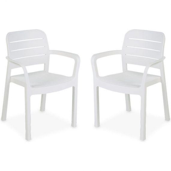 2 fauteuils de jardin en résine plastique injectée, Blanc - Tisara - Blanc 3760350653727 PLKTARMX2WH