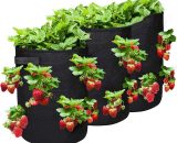 Sac de culture de fraises, 3 paquets de sacs de culture de fraises de 7 gallons avec 6 poches de plantation latérales et 2 poignées, sacs de culture 7623075355344 Y0001-FR1-K0008-220428-060