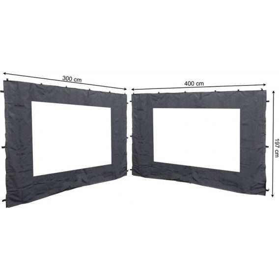 2 panneaux latéraux avec fenêtre pe 300 / 400x195cm gris pour gazebo 3x4m 4061869482068 48206