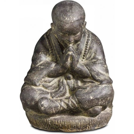 Oviala - Statue de jardin moine assis en pierre naturelle gris - Gris 3663095027597 104924