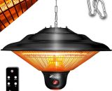 Chauffage Radiant Plafond Infrarouge Noir 1500W + Télécommande + Affichage LED | Radiateur Rayonnant Électrique de Terrase | 3 Niveaux de Chaleur 4260613495402 TDCHSL-001