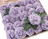25 pièces de fleurs artificielles en mousse à l'aspect réel de fausses roses avec des tiges pour des bouquets de mariage à faire soi-même, des 9434330713667 Sun-08896