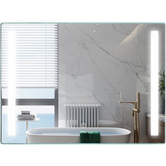 Organnice - Miroir lumineux, Miroir de salle de bain, miroir mural anti-buée avec éclairage à intensité réglable et interrupteur tactile - chrome 619185744397 QTJSBM2432SKSXEU1