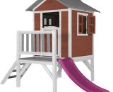 Maison Enfant Beach Lodge xl en Rouge avec Toboggan en Violet | Maison de Jeux en Bois ffc pour Les Enfants | Maisonnette / Cabane de Jeu pour Le 8717973933915 C050.002.45