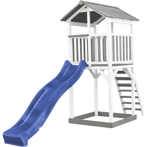 AXI - Beach Tower Aire de Jeux avec Toboggan en bleu & Bac à Sable | Grande Maison enfant extérieur en gris & blanc | Cabane de Jeu en Bois fsc - Gris 8717973936183 A025.120.32