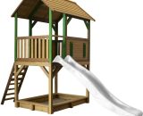 Pumba Maison Enfant avec Bac à Sable & Toboggan bris | Aire de Jeux pour l'extérieur en marron & vert | Maisonnette / Cabane de Jeu en Bois FSC 8717973937869 A030.215.90
