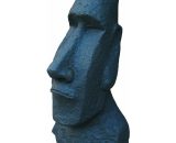 Anaparra - Statue de tête de Pâques Moaï pour les extérieurs, en pierre reconstituée. 23X20X40cm. Noir 8435653108001 047N