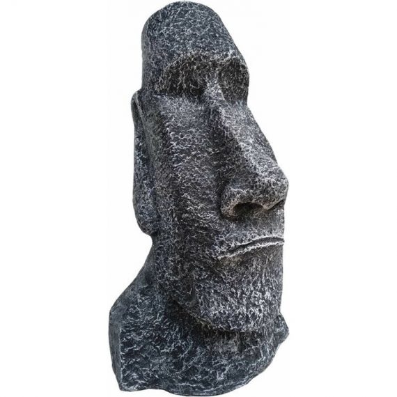 Anaparra - Statue de tête de Pâques Moaï pour les extérieurs, en pierre reconstituée. 23X20X40cm. Gris 8435653108018 047NB