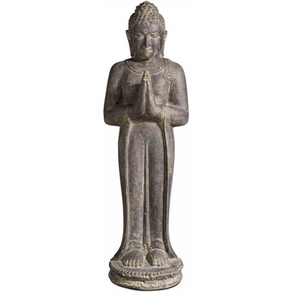 Oviala - Statue de jardin Bouddha debout en pierre naturelle gris - Gris 3663095027610 104926