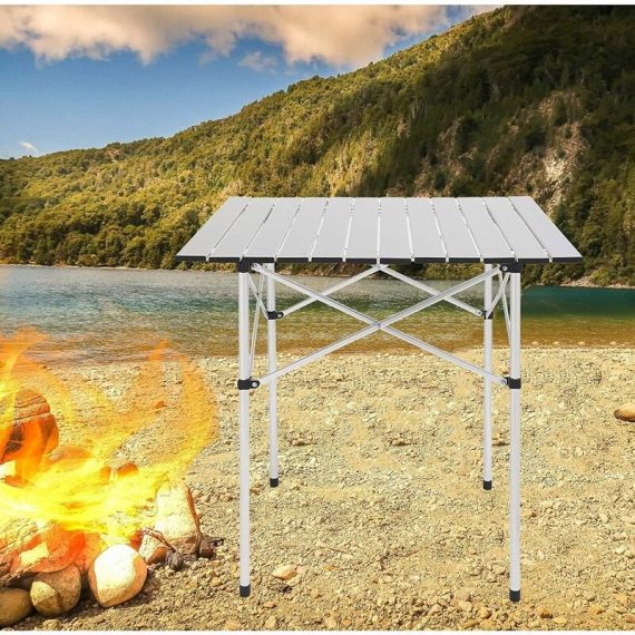 Table Pliante Camping 70x70x70 cm, Table Pliable en Aluminium pour Pique-Nique BBQ Barbecue Jardin 9020162263434 GAL02836-SY