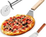 Outil de coupe à pizza 3 en 1 Lame de coupe à pizza Roue à pizza Grattoir à pizza en acier inoxydable pour la cuisson de pizzas, de pain, de tartes 9784267172397 RBD017372lc