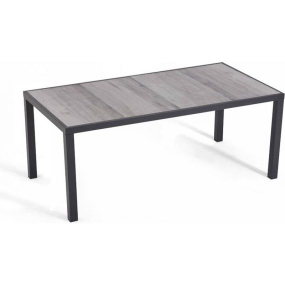 Tivoli - Table de jardin en aluminium et céramique effet bois grisé - Gris 3663095032669 105511