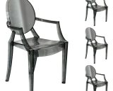 Chaise de salle à manger avec accoudoirs en polycarbonate gris fumé 54x48,5x h92 cm 4 pièces 8056157802761 8056157802761