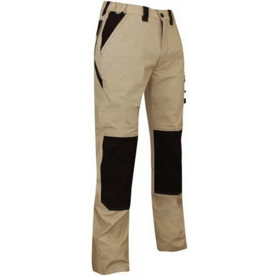 LMA - Pantalon bicolore poches genouillères été | 1454 PLUTON 38 - Beige/Noir 3473832305075 1454-38-BN