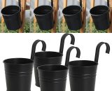 Lot de 4 pots de fleurs à suspendre en fer noir avec crochet amovible pour extérieur intérieur ou extérieur 6273997914481 Mano-JS-0509