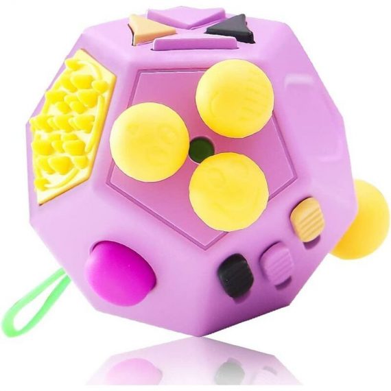 12 côtés Fidget Cube Toys, Cube de décompression avec Doigt sensoriel, soulage Le Stress et l'anxiété pour Les Enfants et Les Adultes autistes - Elle  CUR-377